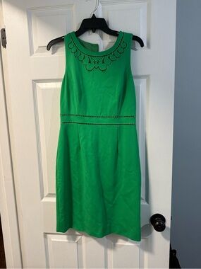 ANTONIO MELANI Bright Green Sleeveless Dress with Eyelet Trim